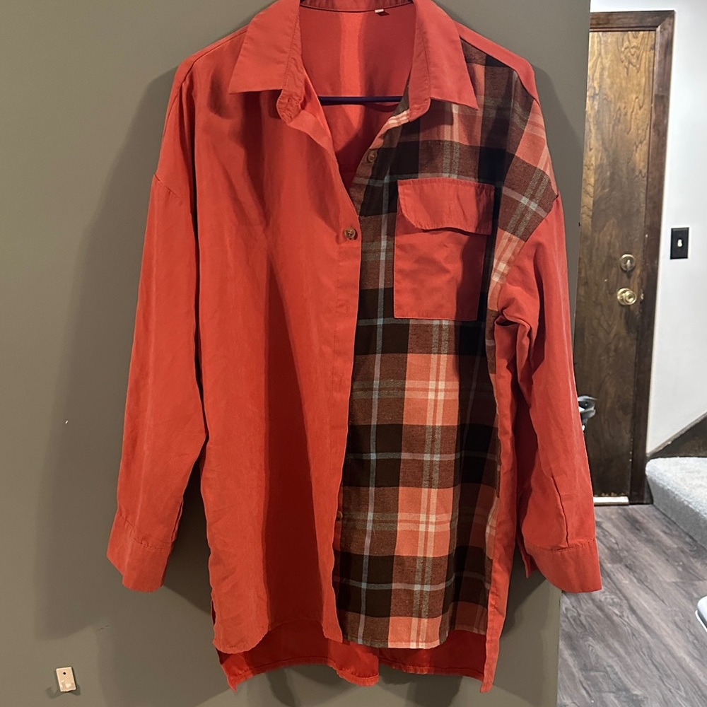 Chic Red Plaid Button Down Shirt